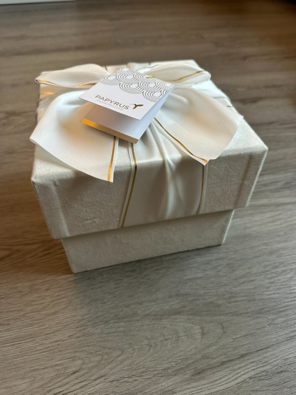 NEW Papyrus White Gift / Storage Box with Ribbon and Gold Trim